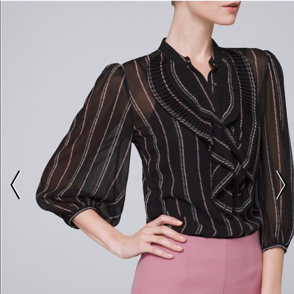 White House Black Market Tops - Black ruffle blouse 🖤